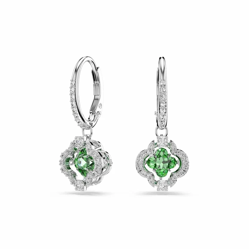 Swarovski Una Sparkling DC Ohrhänger in Silberoptik mit grünem Kristall 5758001