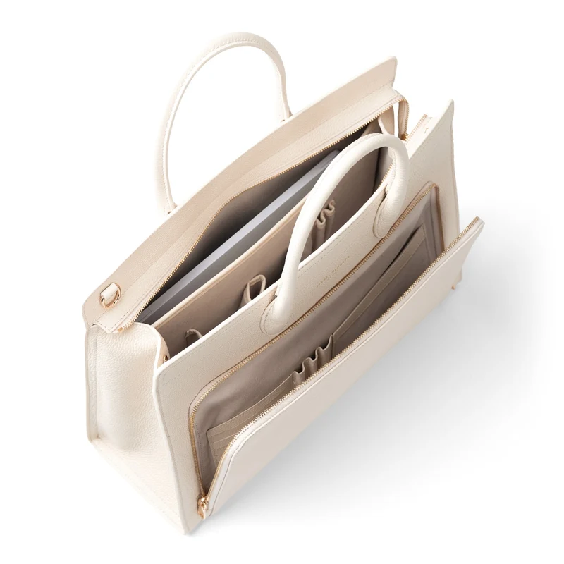 Isabel Bernard Honoré Nadine Creme Kalbsleder Handtasche IB25052
