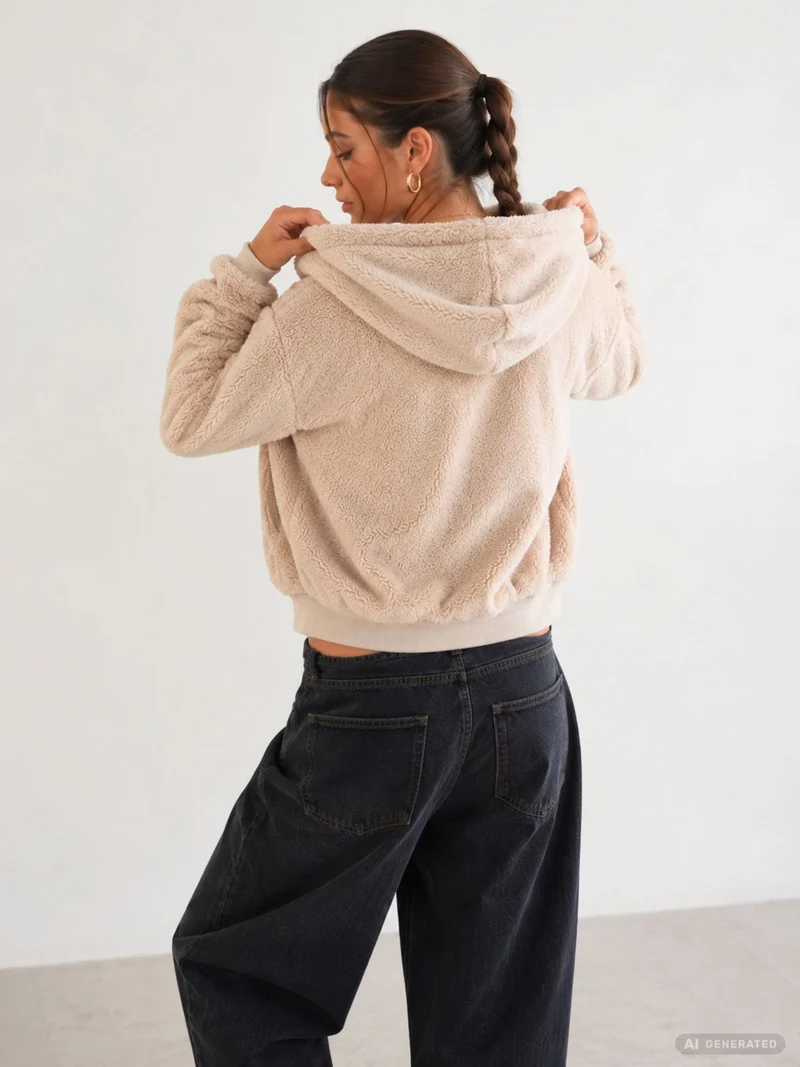 ONLY Sherpa Teddyjacke mit Kapuze