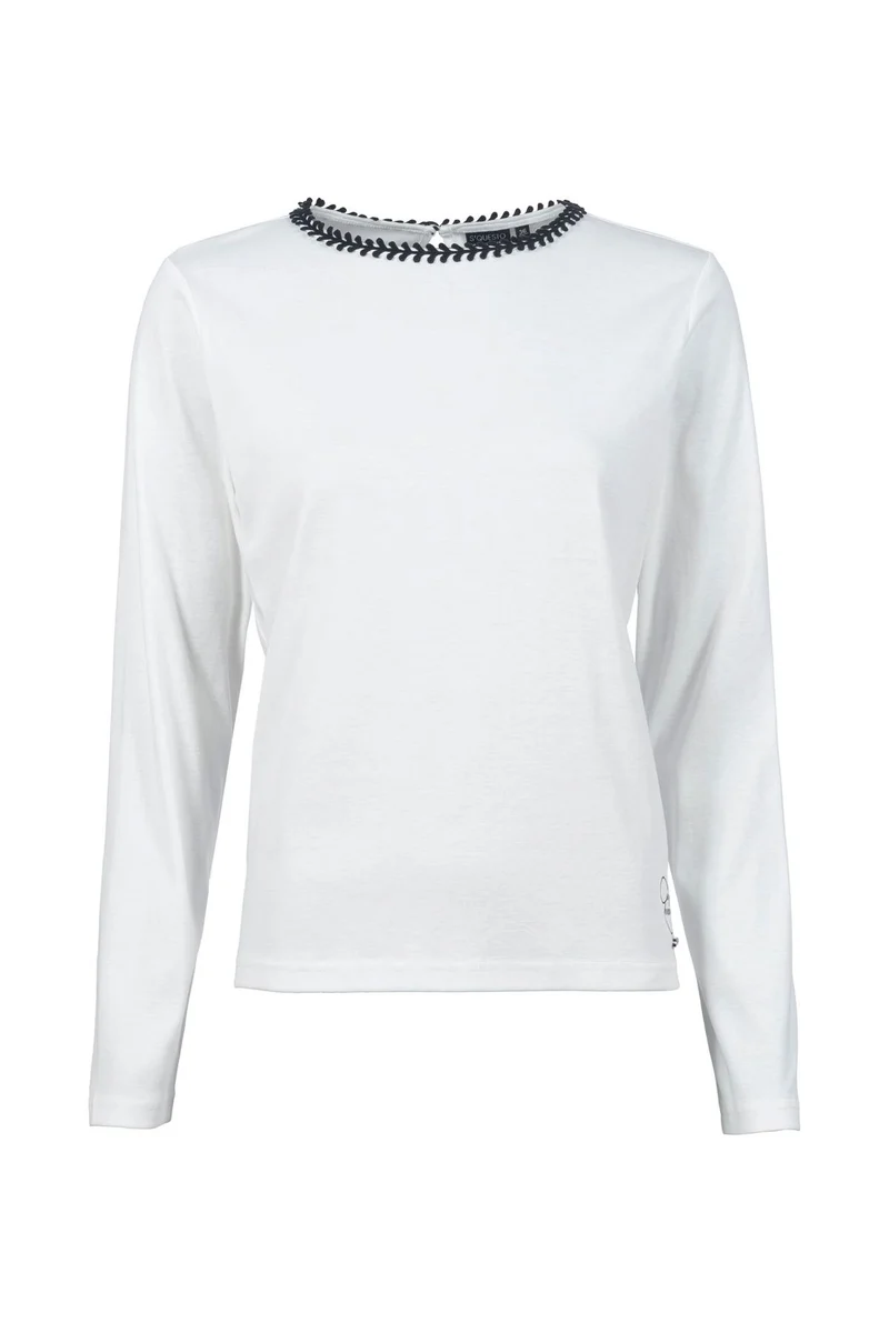 Rippshirt Damen Spitzenkragen