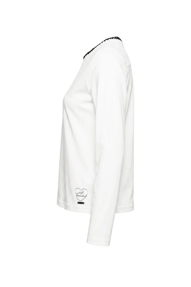 Rippshirt Damen Spitzenkragen