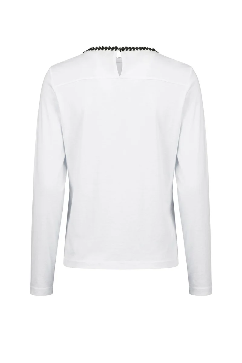 Rippshirt Damen Spitzenkragen