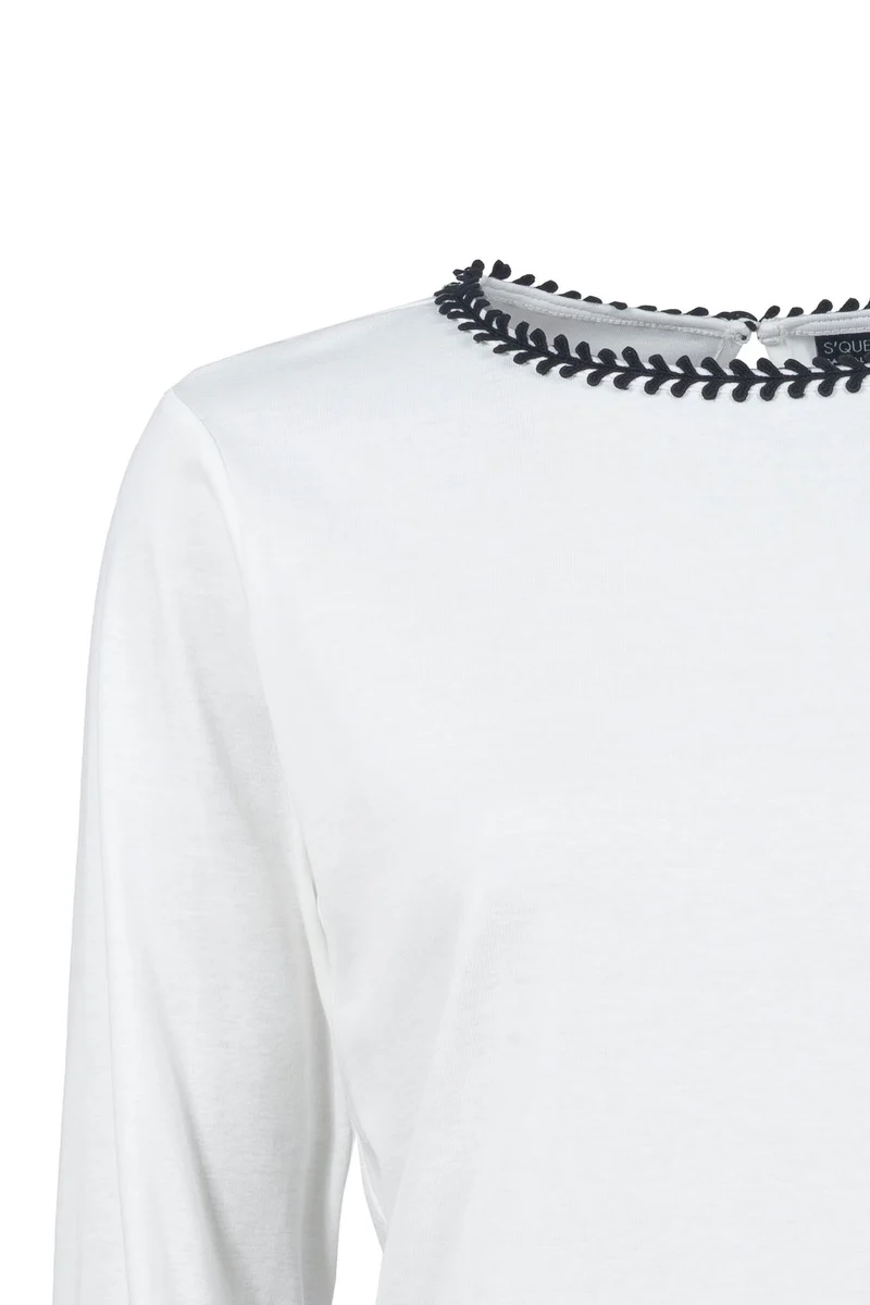 Rippshirt Damen Spitzenkragen