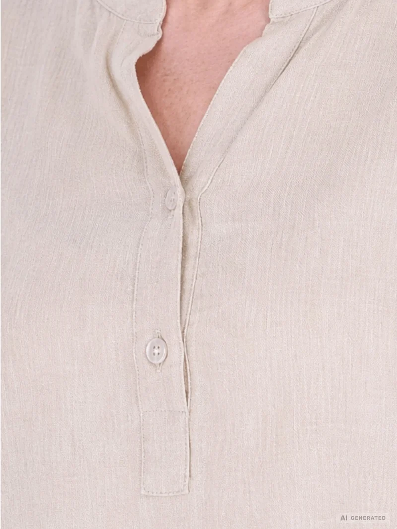 Beiges Damen Blusenshirt mit Struktur & Krempelarm