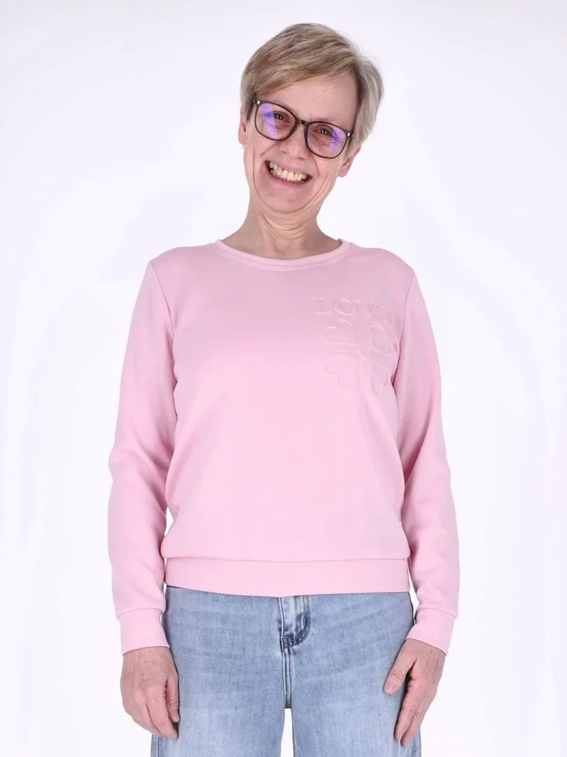 Pinkes Damen Sweatshirt „LOVE“ mit Relief-Schriftzug
