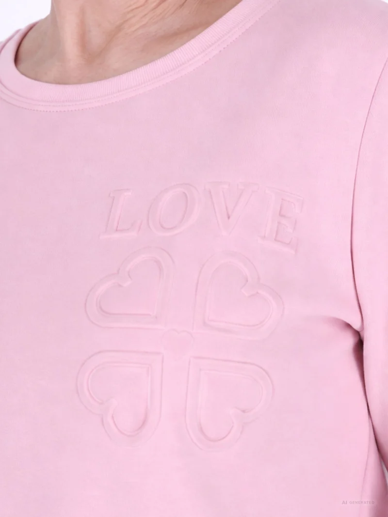 Pinkes Damen Sweatshirt „LOVE“ mit Relief-Schriftzug