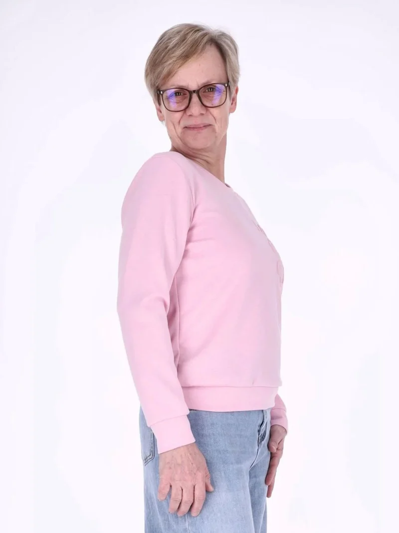Pinkes Damen Sweatshirt „LOVE“ mit Relief-Schriftzug