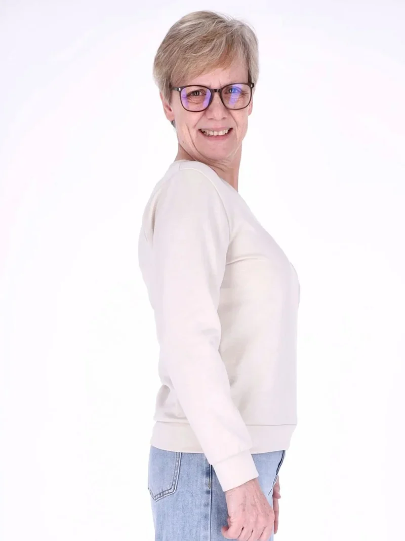 Beiges Damen Sweatshirt „LOVE“ mit Relief-Schriftzug