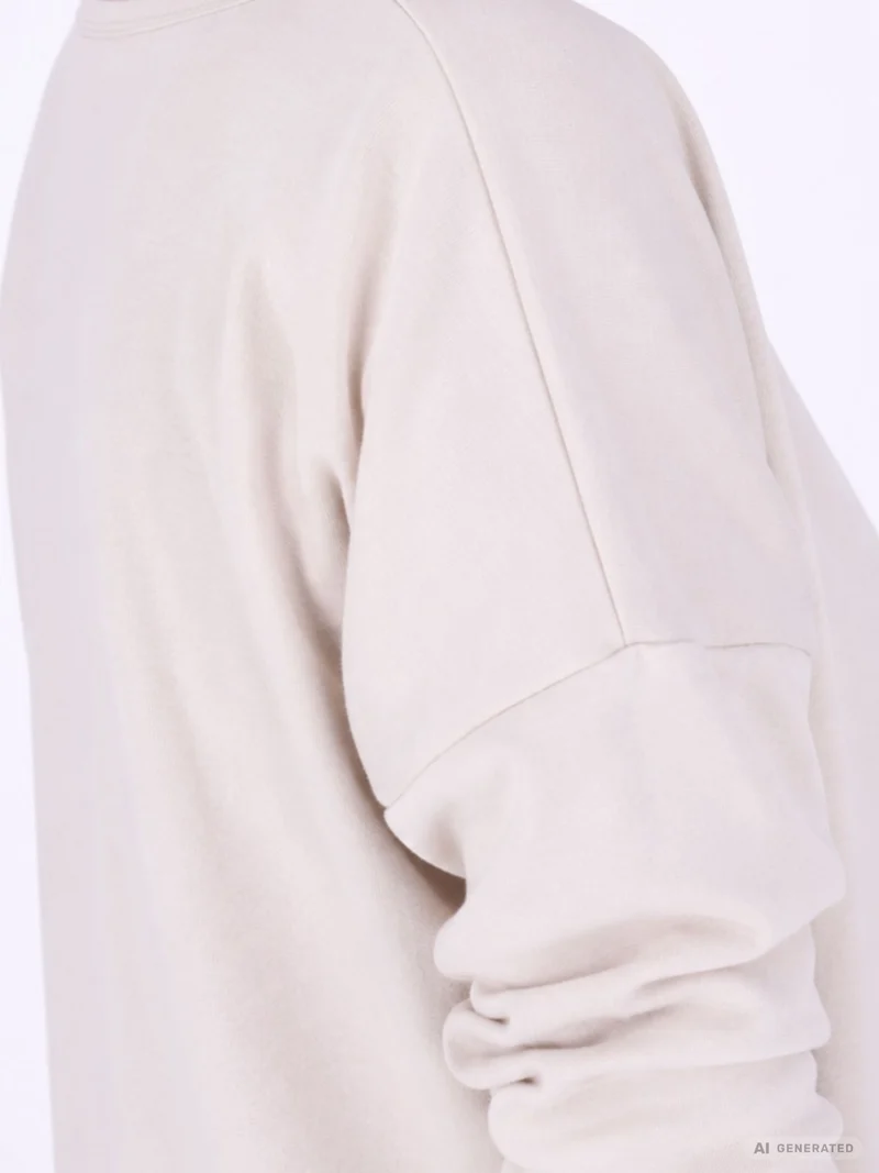 Beiges Damen Longshirt Oversized mit überschnittenen Schultern