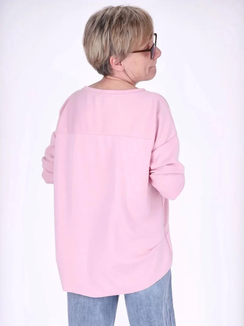 Pinkes Damen Longshirt Oversized mit überschnittenen Schultern