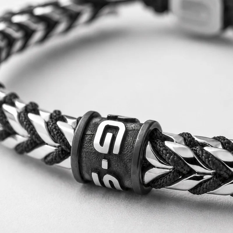 G-STAR DualShield Silbernes und Schwarzes Armband GSJ.108.01