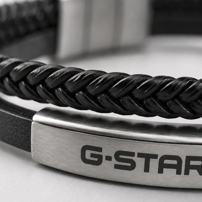 G-STAR Tether02P Schwarzes Lederarmband GSJ.109.01