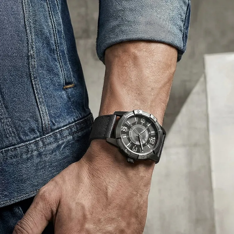 G-STAR Constructed Schwarze Leder-Herrenuhr GSW.506.02