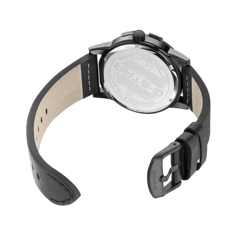 G-STAR Constructed Schwarze Leder-Herrenuhr GSW.506.02