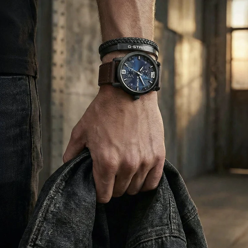 G-Star Tether02P Schwarzes Lederarmband GSJ.109.03