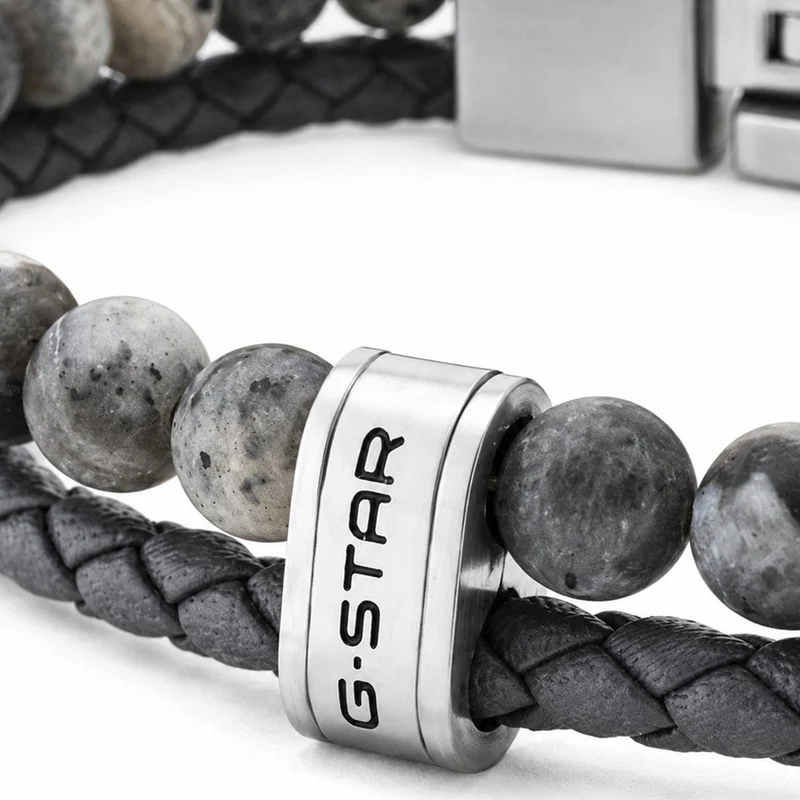 G-STAR Tether02R Graues Geflochtenes Lederarmband GSJ.110.04