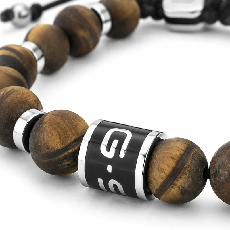 G-STAR ElNode Silberfarbenes Braunes Armband GSJ.111.02