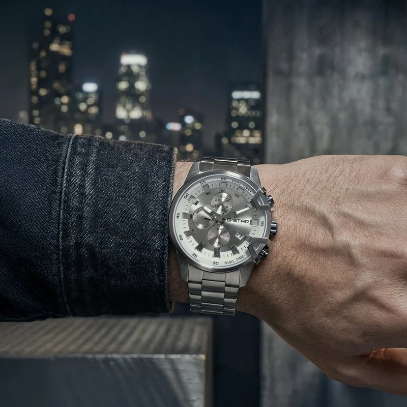G-STAR Bend3D Light-Gunmetal Stahl-Herrenuhr GSW.505.06