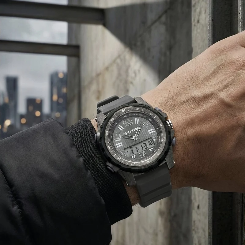 G-STAR Ops01 Grau-Schwarze Ana-Digi Herrenuhr GSW.502.01