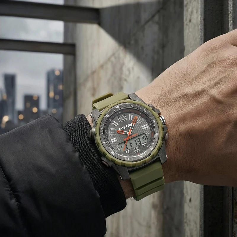 G-STAR Ops01 Grau-Olivgrüne Ana-Digi Herrenuhr GSW.502.03