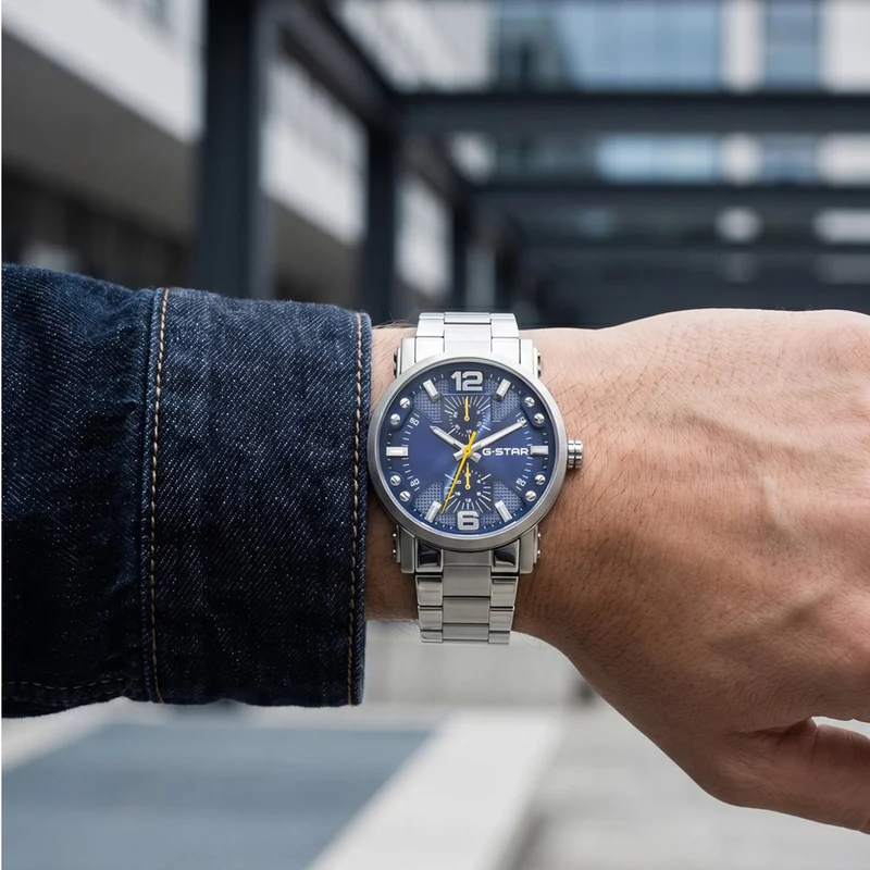 G-STAR Rovic Silberfarbene Stahl-Herrenuhr GSW.509.05