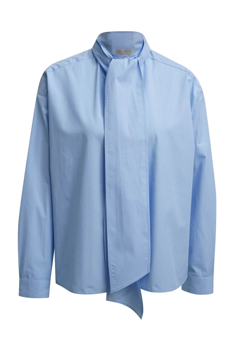 shirt blouse 1/1 sleeve with bow tie collar