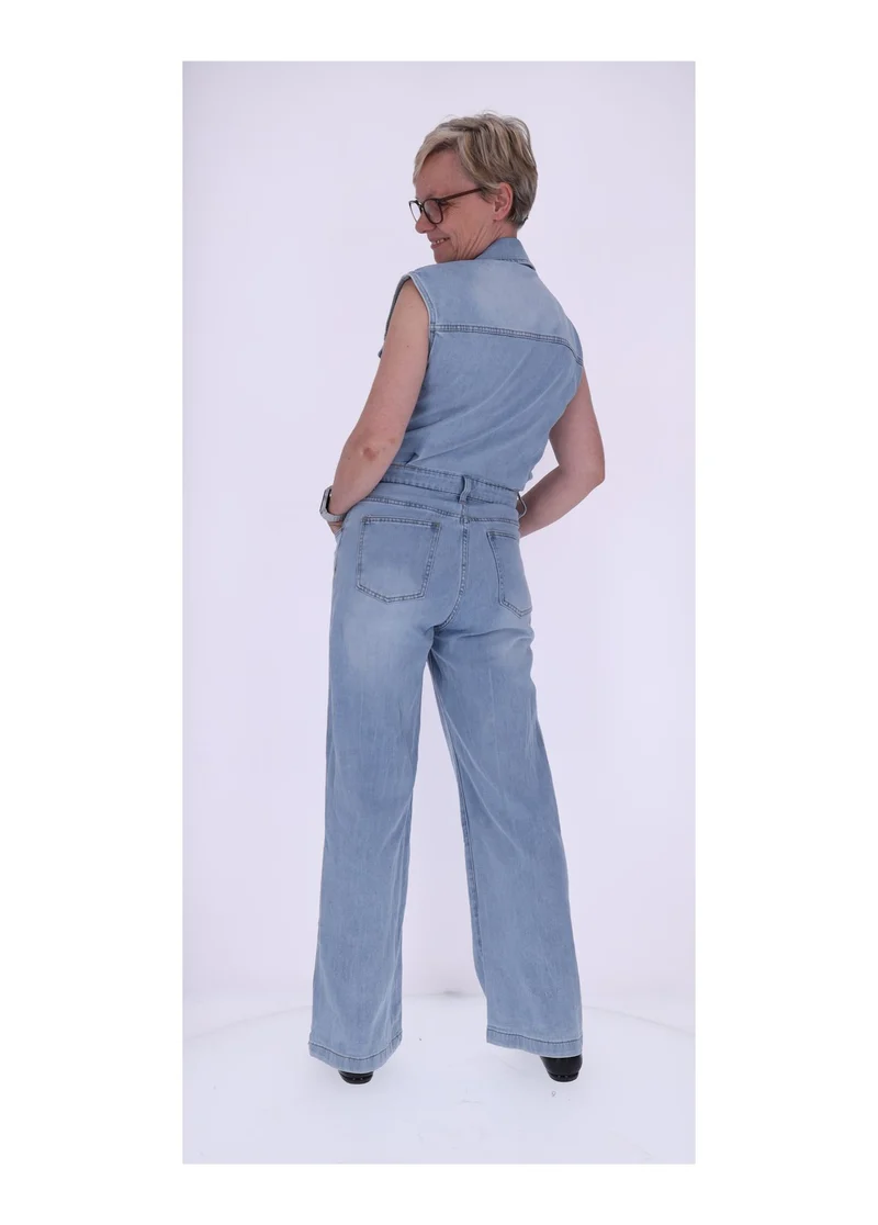 Splash of Color Denim Jumpsuit ärmellos
