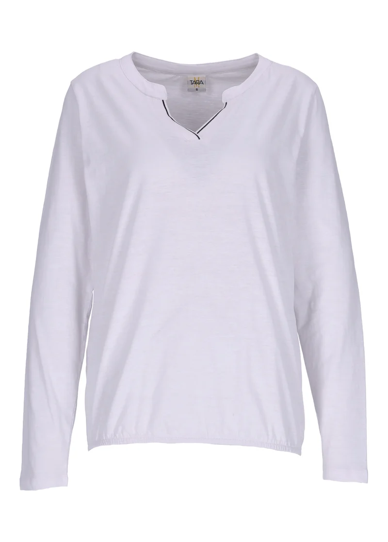 TARA M Damen Langarmshirt Baumwolle