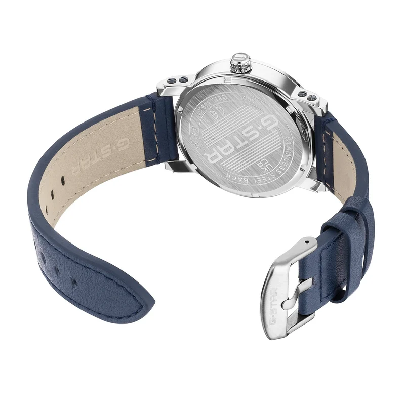 G-STAR Rovic Silberfarbene und Blaue Herrenuhr GSW.509.01