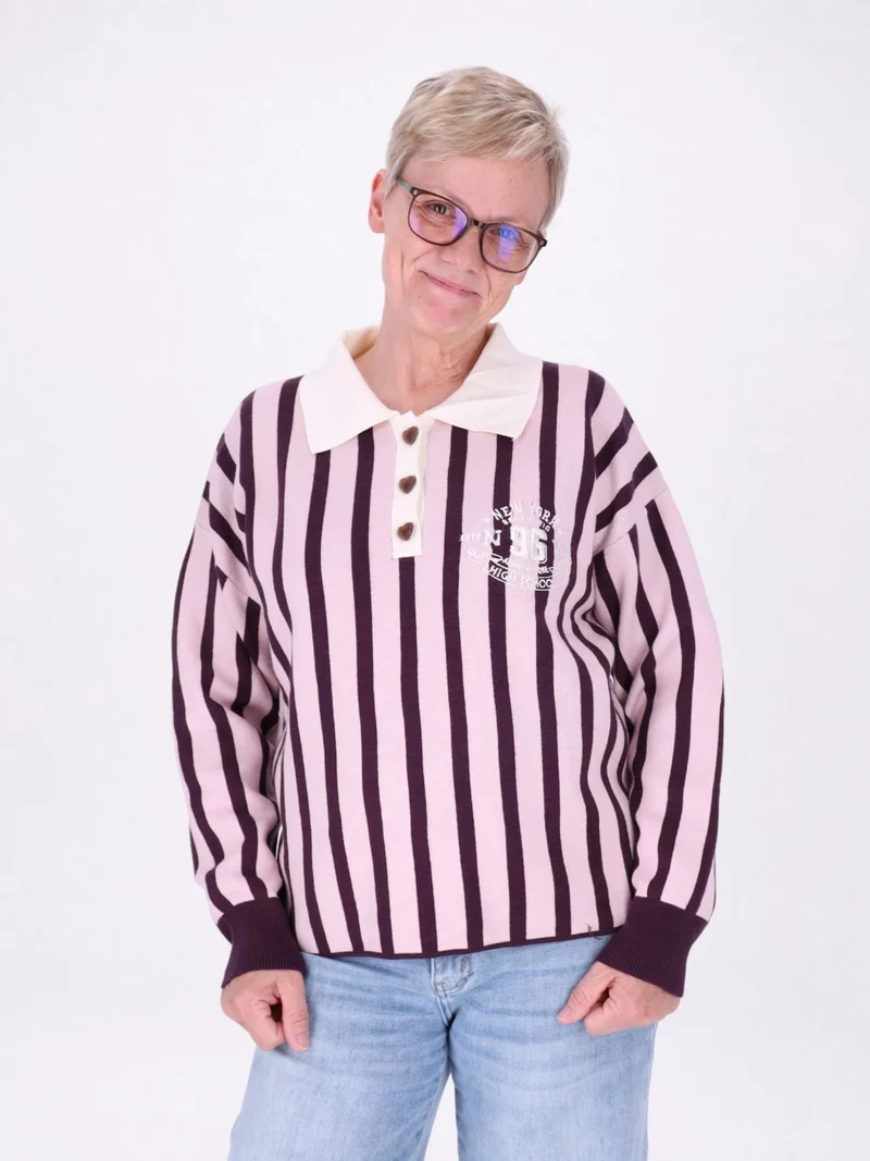 Splash of Color Strickpolo Damen Streifen