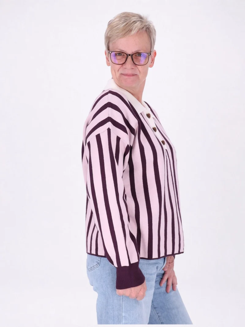 Splash of Color Strickpolo Damen Streifen