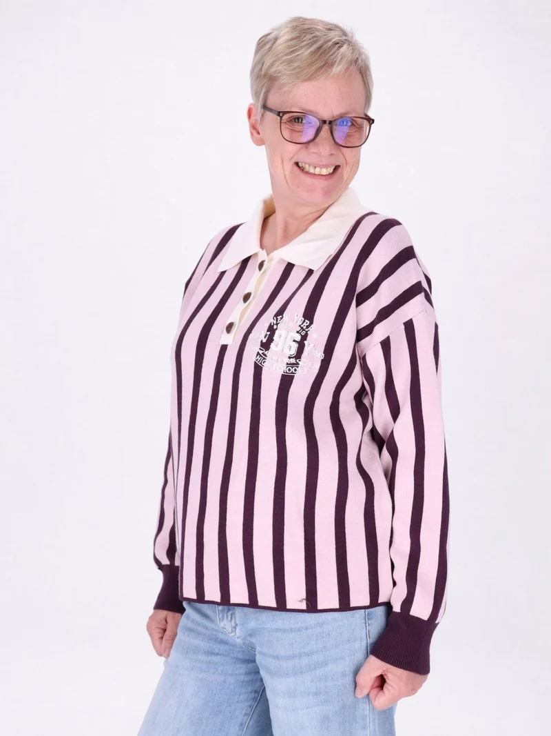 Splash of Color Strickpolo Damen Streifen