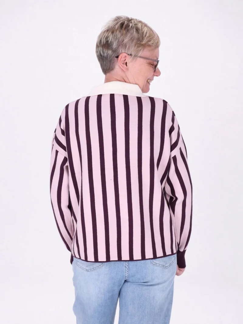 Splash of Color Strickpolo Damen Streifen