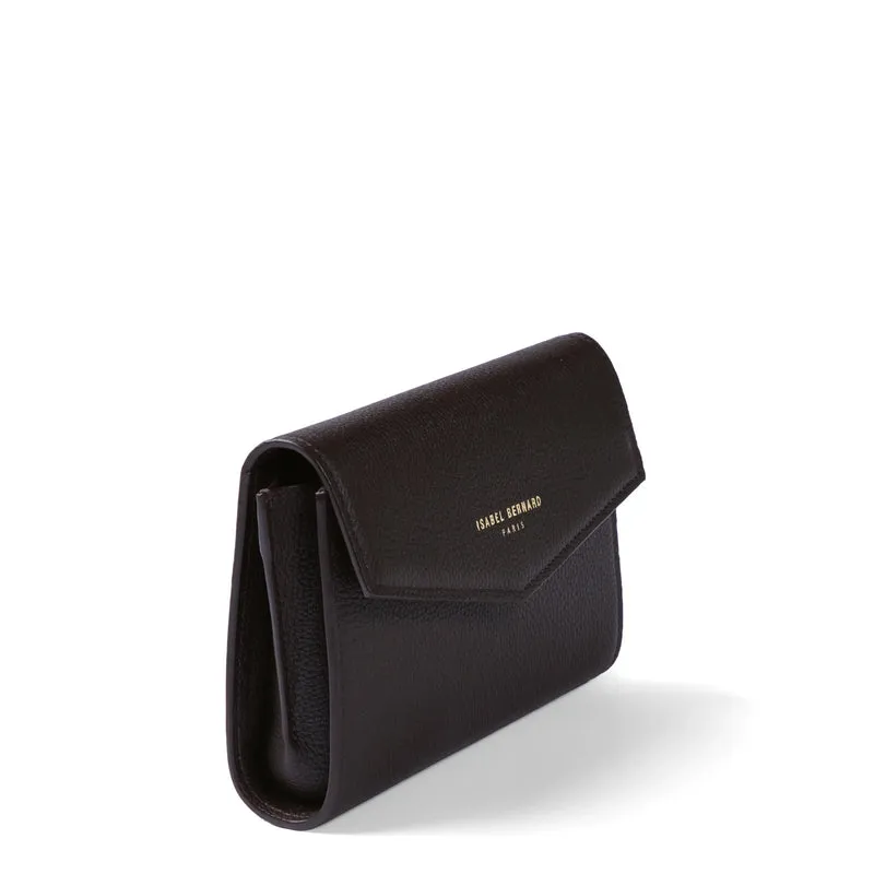 Isabel Bernard Honoré Lina Dunkelbraune Clutch Mit Abnehmbarer Schulterkette IB21135-031