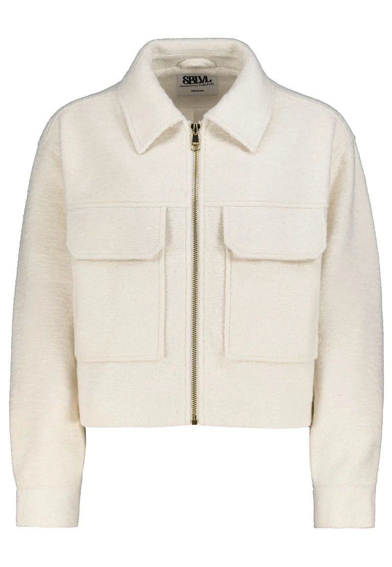Bouclejacke Damen Brusttaschen