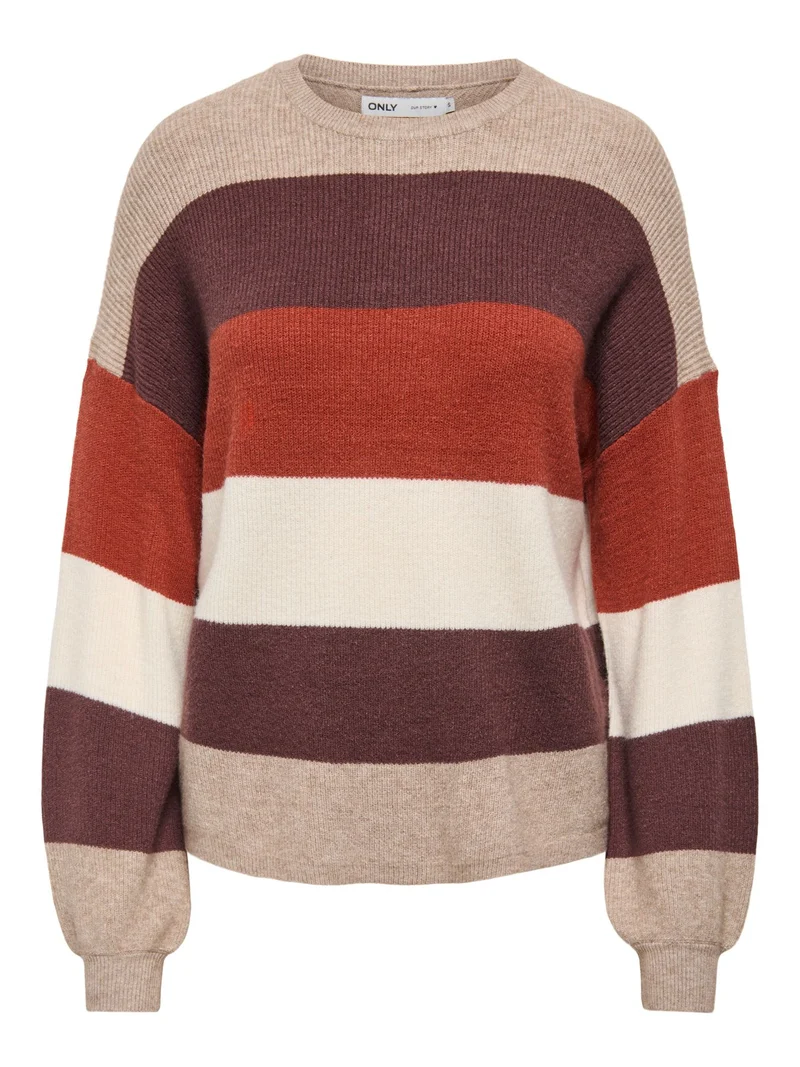 ONLATIA L/S STRIPE PULLOV KNT NOOS Beige/Mel/Deep M/Picante/Whiteca