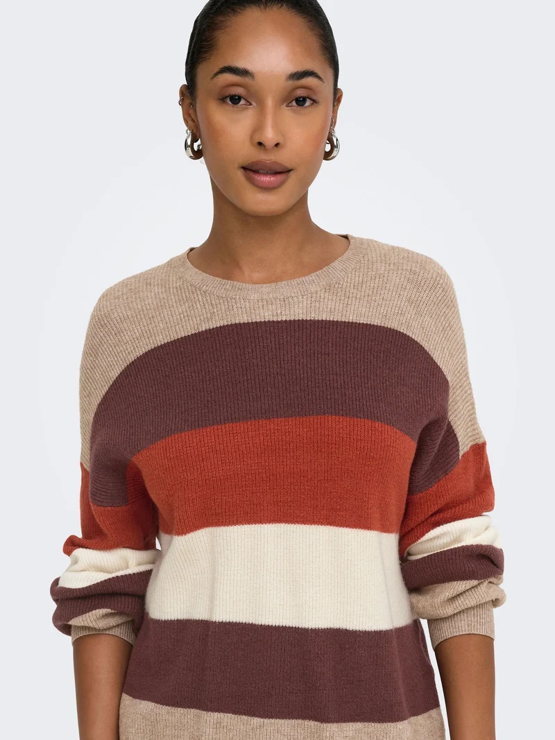 ONLATIA L/S STRIPE PULLOV KNT NOOS Beige/Mel/Deep M/Picante/Whiteca