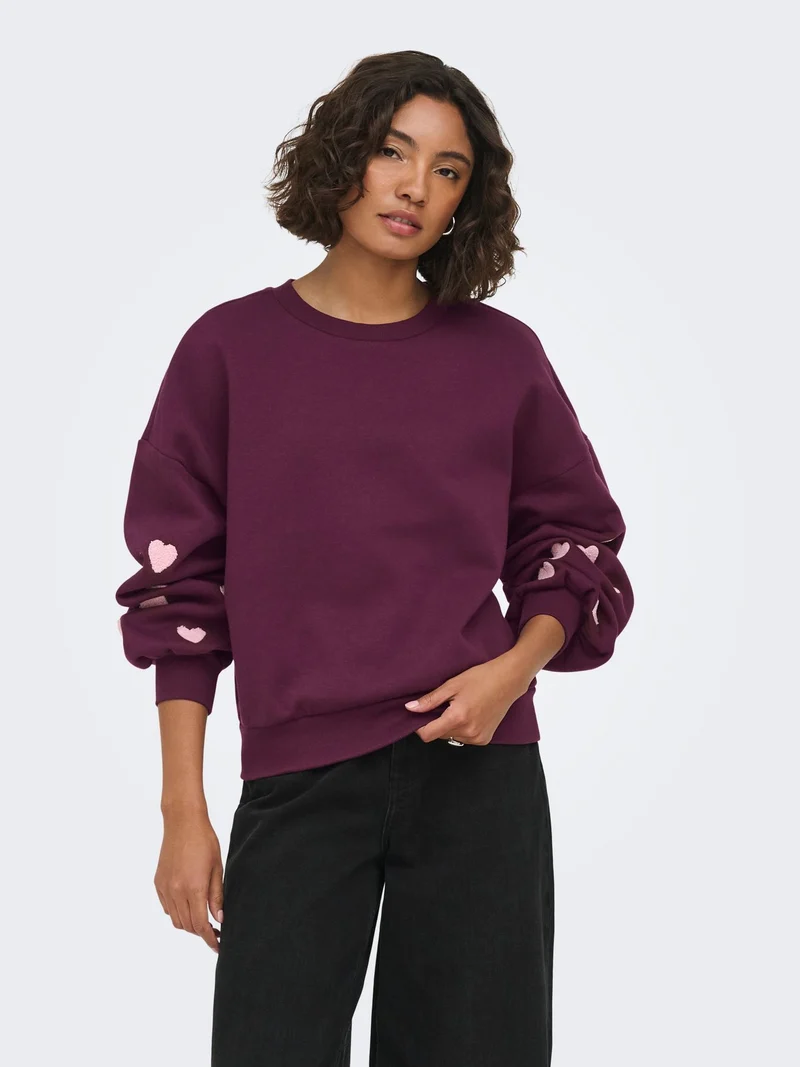 ONLMACY L/S O-NECK BOX CC SWT NOOS Fig/Pale lilac hearts