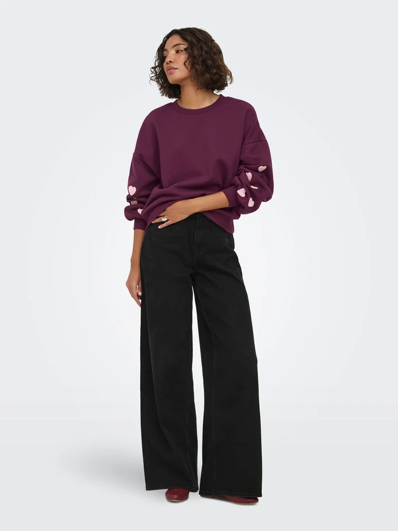 ONLMACY L/S O-NECK BOX CC SWT NOOS Fig/Pale lilac hearts