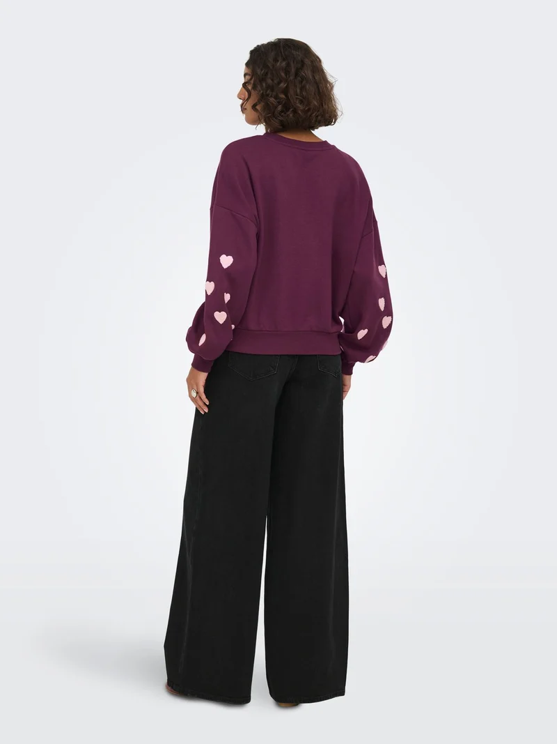 ONLMACY L/S O-NECK BOX CC SWT NOOS Fig/Pale lilac hearts