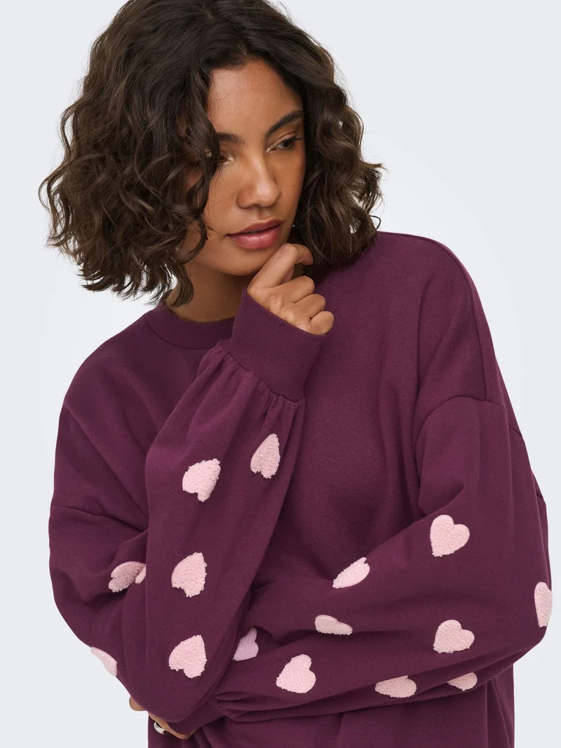 ONLMACY L/S O-NECK BOX CC SWT NOOS Fig/Pale lilac hearts