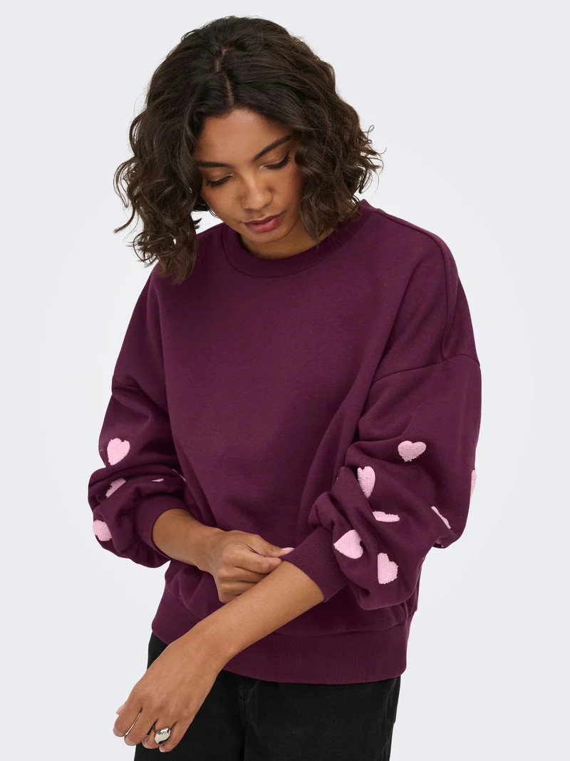ONLMACY L/S O-NECK BOX CC SWT NOOS Fig/Pale lilac hearts