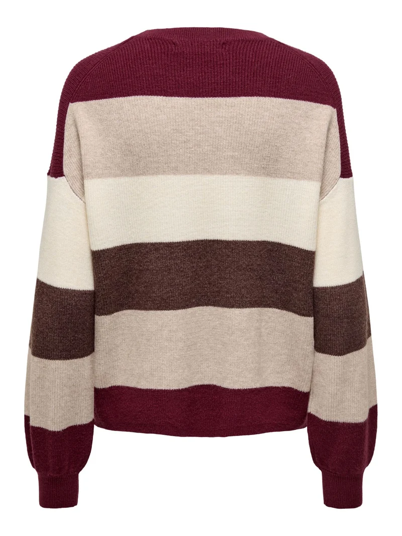 Damen ONLATIA L/S STRIPE PULLOV KNT NOOS Zinfandel/W. WhitecapGray/SilverMin