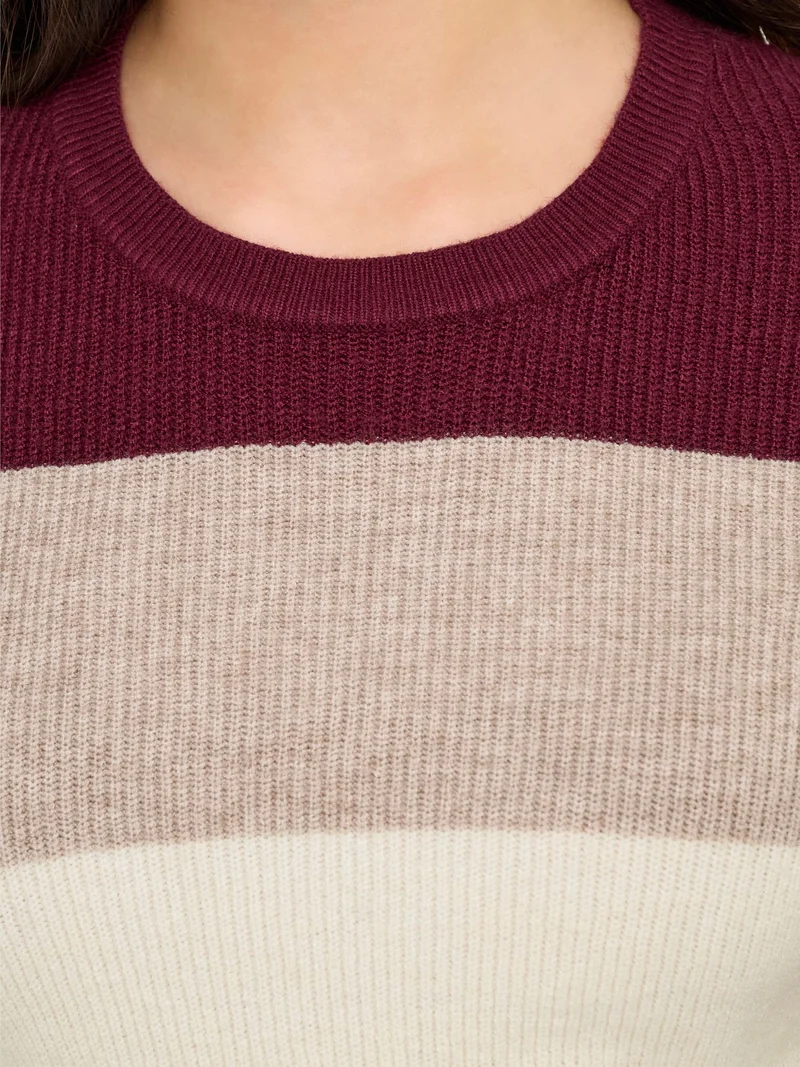 Damen ONLATIA L/S STRIPE PULLOV KNT NOOS Zinfandel/W. WhitecapGray/SilverMin