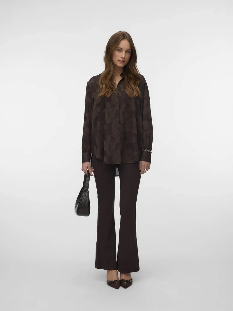 VMEMBLA JACQUARD LS SHIRT WVN, Chocolate Torte/Jacquard