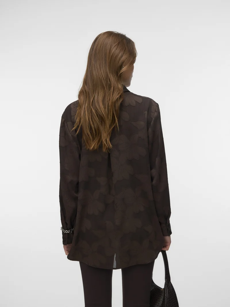 VMEMBLA JACQUARD LS SHIRT WVN, Chocolate Torte/Jacquard