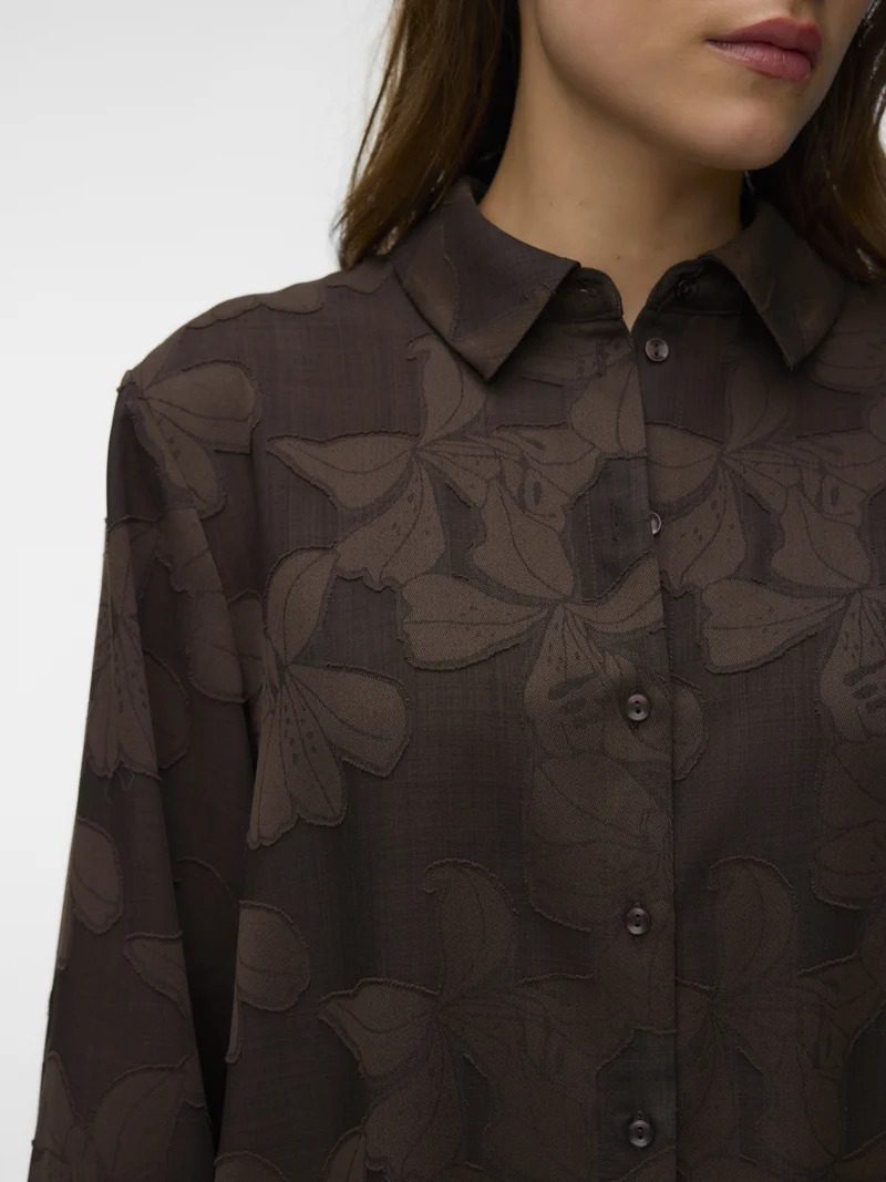 VMEMBLA JACQUARD LS SHIRT WVN, Chocolate Torte/Jacquard
