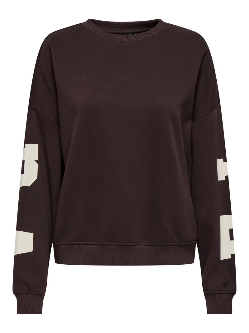 ONLSWEAT L/S BACK/SLEEVE PRINT SWT, Vineyard Wine/BIRCH FLORIDA PRINT