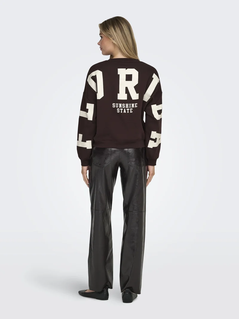 ONLSWEAT L/S BACK/SLEEVE PRINT SWT, Vineyard Wine/BIRCH FLORIDA PRINT