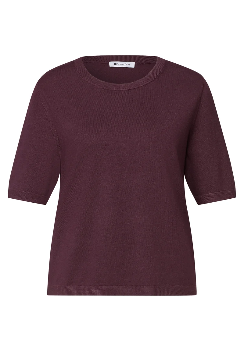 short sleeve sweater, rustic rouge